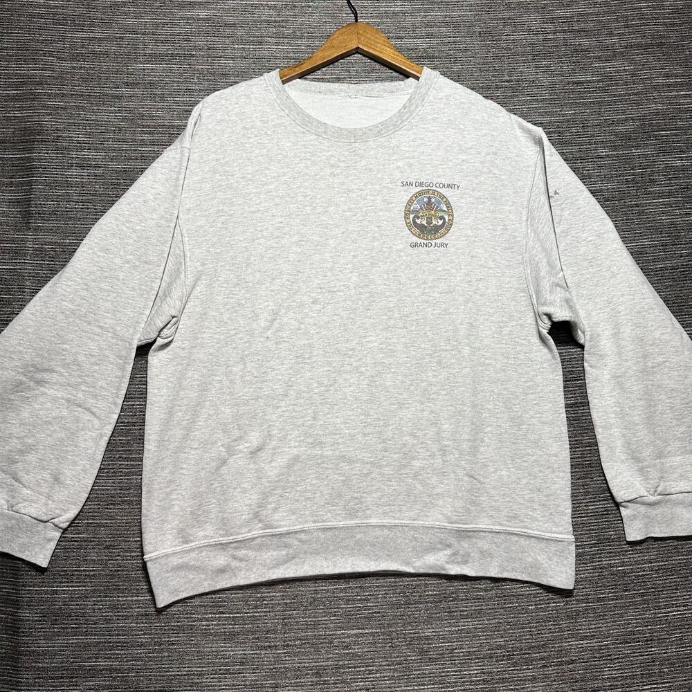San Diego Sweatshirt Men's L Country Grand Jury Gray Pullover Vintage